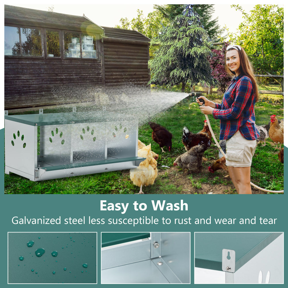 Metal Nesting Boxes for Chicken,3 Compartment Nesting Box,Galvanized steel Nesting Boxes for Hens, Easy to Assemble