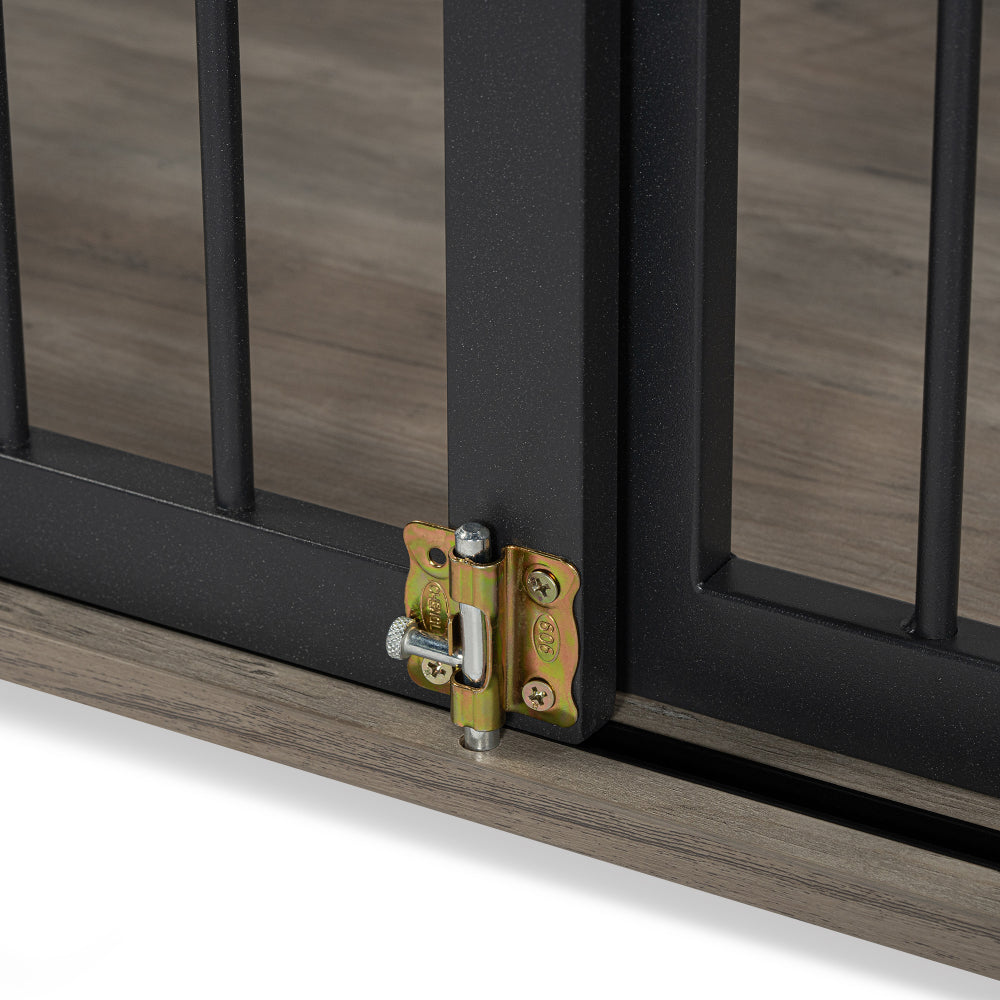 GO 44'' Heavy Duty Large Dog Crate Furniture for Large Medium Dog with Lockable Wheels, Wooden Dog Crate Dog Kennel, End Table Crate with Double layer storage, Brown