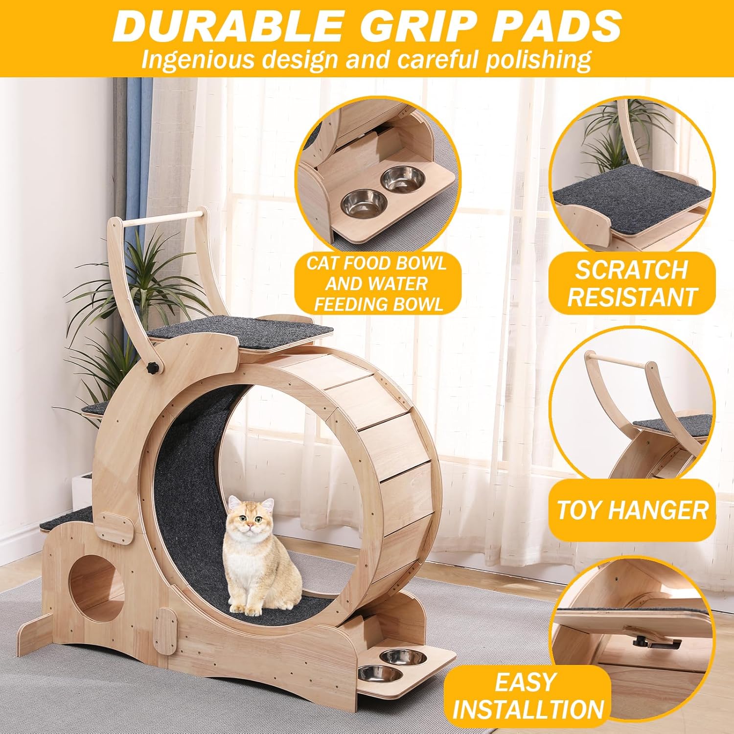 Cat Wheel 7-in-1 Upgraded Exercise Treadmill for Indoor Cats,Cat Treadmill with Silent Running Wheel, Cat Tunnel, Cat Wheels for Indoor Cats, Perfect Cat Jym & Toy for Endless Fun & Fitness